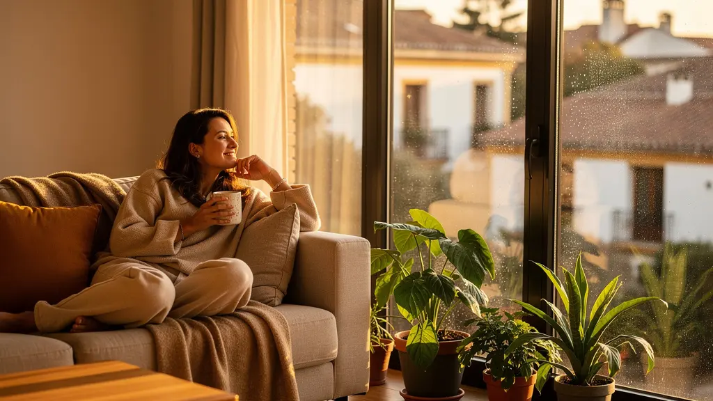 Interior acogedor mostrando ventanas eficientes con luz natural y ambiente confortable