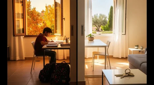 Propietario contemplando opciones para alquilar piso vacío en verano después de estudiantes