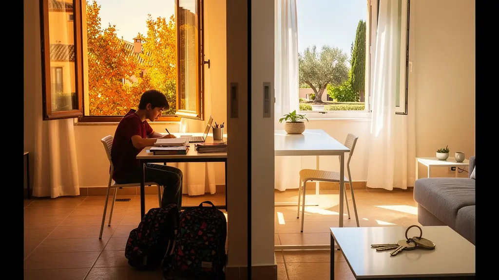 Propietario contemplando opciones para alquilar piso vacío en verano después de estudiantes