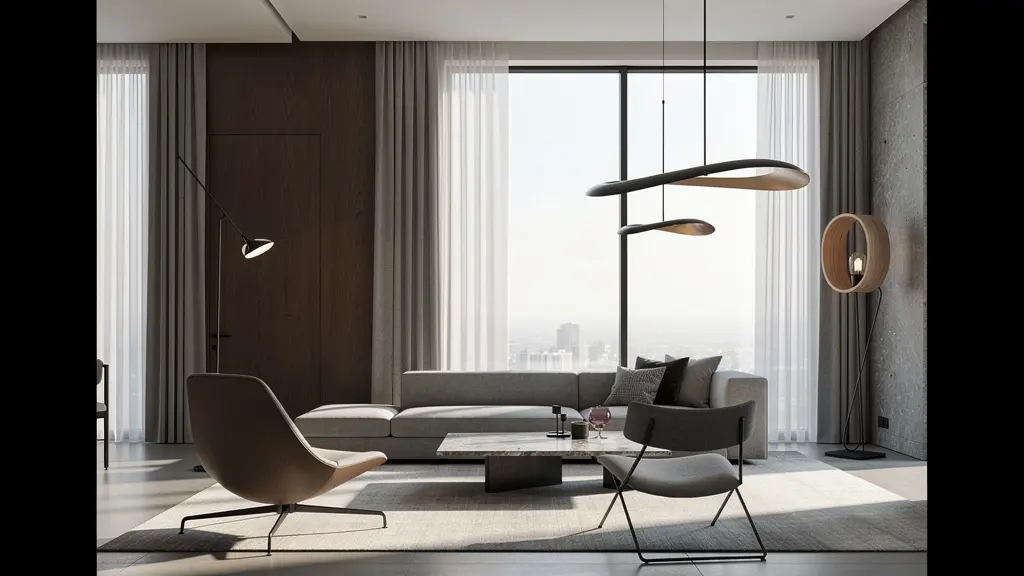 Interior de apartamento de diseño premium con mobiliario de alta gama para ejecutivos