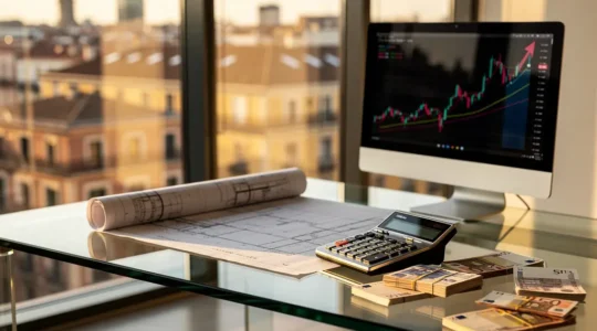 Análisis financiero de inversión inmobiliaria con cashflow positivo y calculadora profesional