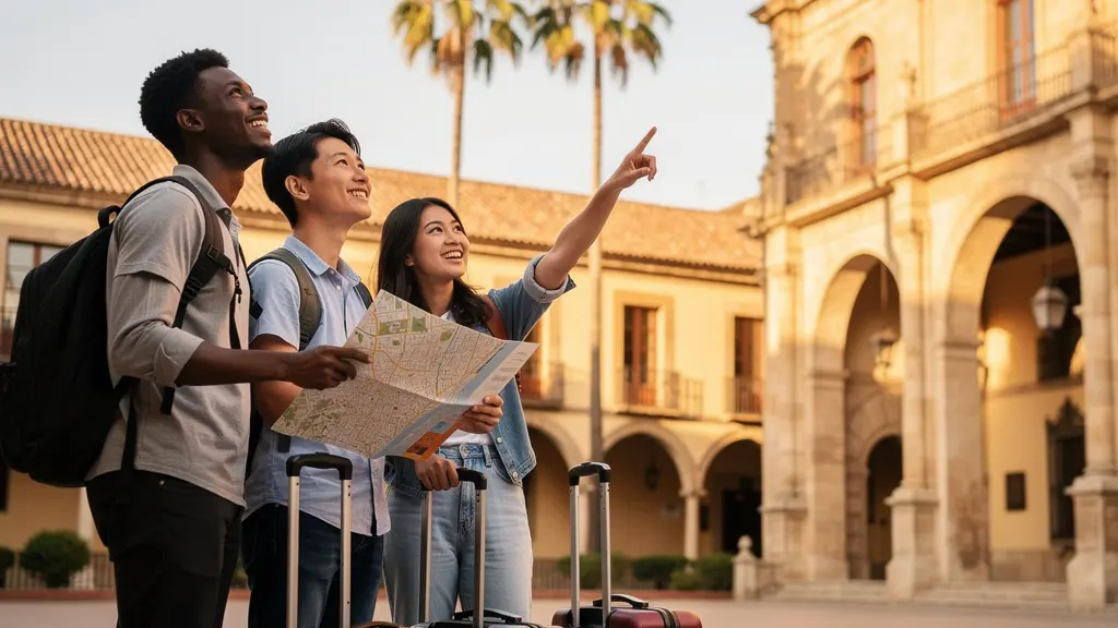 Estudiantes internacionales llegando a España para cursos de verano