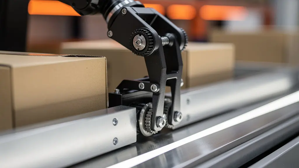 Interior de nave logística automatizada con sistemas robóticos y estanterías de gran altura