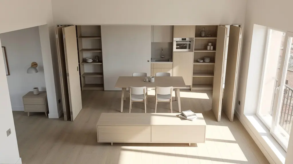 Vista aérea minimalista de vivienda mostrando optimización de espacios tras reforma