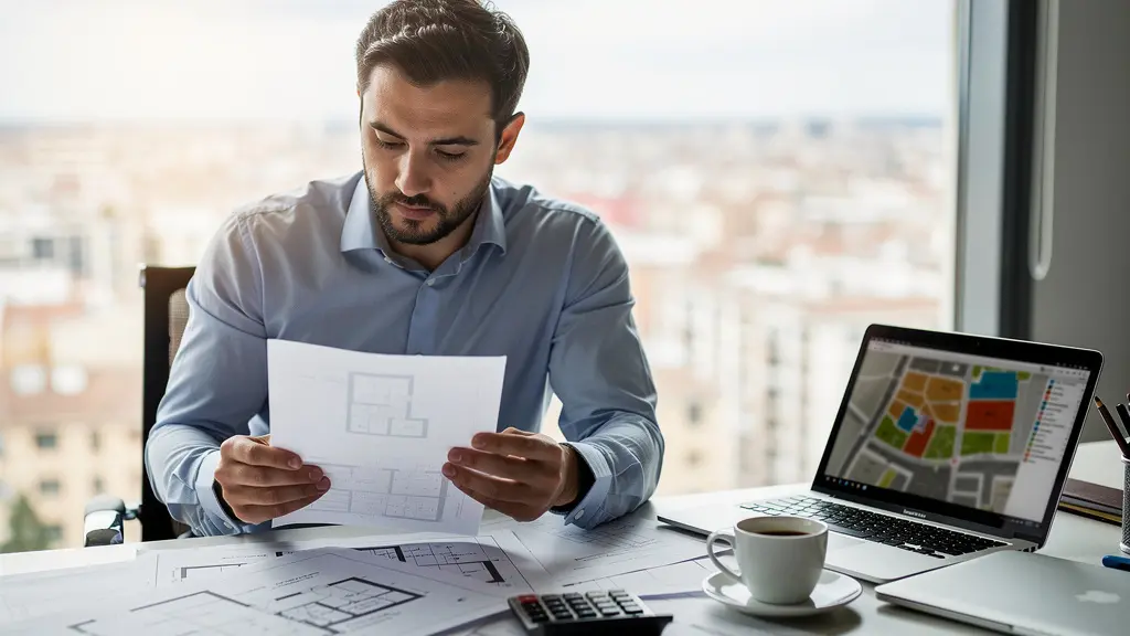 Inversor inmobiliario español analizando propiedades y calculando rentabilidad