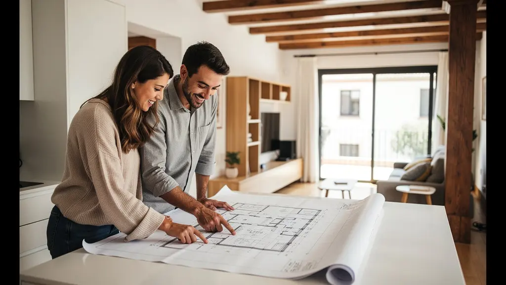 Antes y después de reforma mostrando ganancia de metros útiles efectivos
