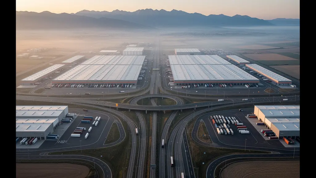 Vista panorámica aérea del complejo PLAZA Zaragoza con infraestructura intermodal